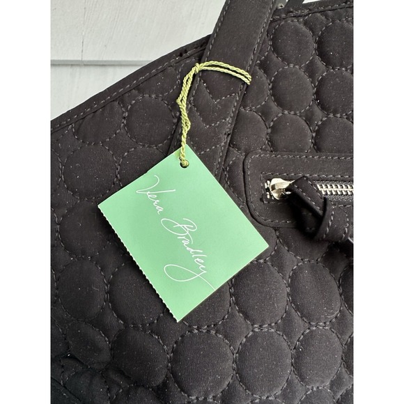 Vera Bradley Black Quilted Convertible‎ Satchel Handbag Detachable Strap NWT - Picture 4 of 6